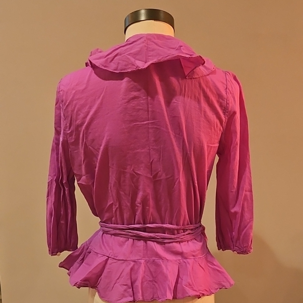 Lauren Ralph Lauren Fuchsia Ruffle Blouse - Picture 2 of 3